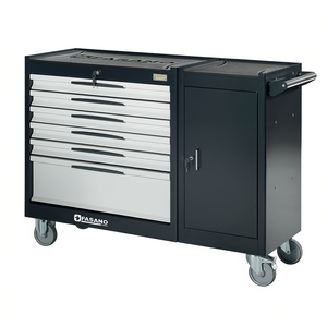 Armoire à outils Fasano à 6 tiroirs, en acier, sur roulettes, avec portes verrouillables et roulettes pour usage en garage - Product Image 2