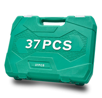 Juego de Llaves de Reparación Manuales de Alta Resistencia de 37 Piezas y 1/4 de Pulgada, Caja de Llaves de Tubo de Plástico Multifuncional, Juego de Herramientas de Reparación Automotriz