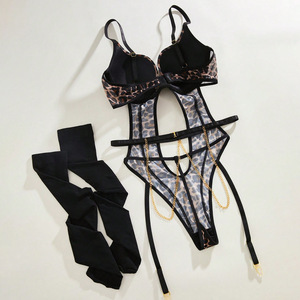 Costume per Giochi di Ruolo Sexy, Body in Tessuto Dobby Poliestere con Stampa Leopardata, Polsini, Abiti Sexy da Donna per Notti Intime - Product Image 4