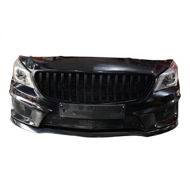 A Full Front Bumper Assembly for a 2013 Mercedes-Benz CLA, Including Both Left and Right Headlights