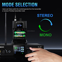 Système de monitoring intra-auriculaire sans fil EA-204 avec émetteur métallique et récepteur de poche, portée de 80 m, étui de rangement portable inclus
