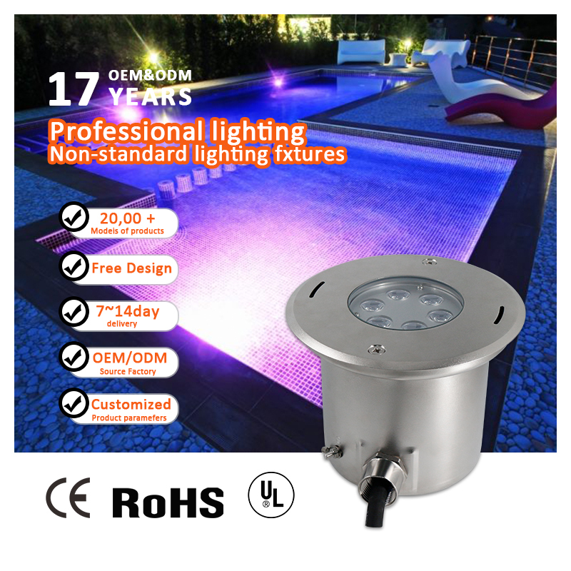 24V 18W RGBW LED Recessed Underwater Pool Light IP68 Waterproof 316L Stainless Steel LED Swimming Pool Light