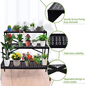 Heavy Duty 3 niveaux métal plante support échelle Pot de fleur présentoir utilitaire stockage organisateur pour maison jardin Patio - Product Image 4