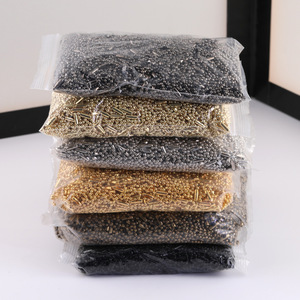 Cadena de cuentas metálicas de 2.4mm chapada para la fabricación de joyas, accesorios DIY, oro blanco, oro claro, negro, bronce, origen Yiwu - Product Image 1