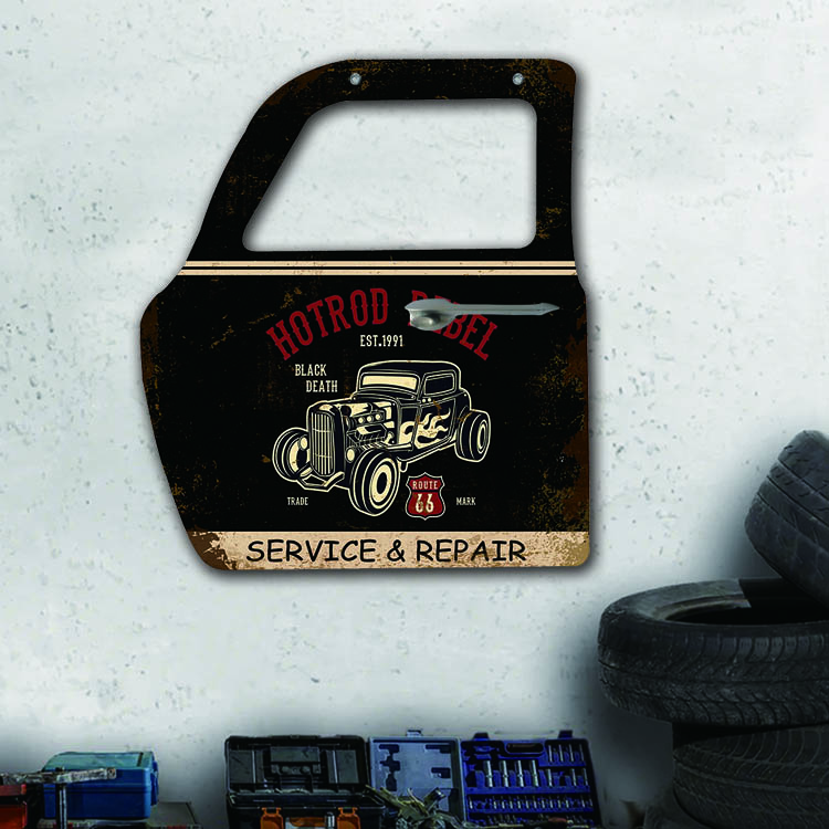 yunuo 4 Pezzi Servizio Pin Up Signs Hot Rod Garage Poster in Latta Route 666 Metal Wall Art (D