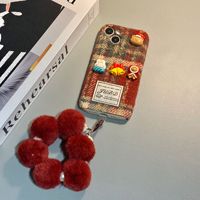 Coque de téléphone en tissu peluche antichoc style Instagram de Noël pour 17/16/15/14 Pro Max