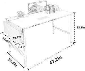 Silla ergonómica de escritorio para estudio, base de metal fuerte para ordenador portátil/MESA de estudio, mesa de ordenador de vidrio con bolsa lateral - Product Image 5