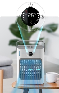 Petit <span class=keywords><strong>climatiseur</strong></span> d'air domestique, ventilateur, refroidisseur d'eau 700 ml, poignée portable, petit ventilateur électrique <span class=keywords><strong>avec</strong></span> glaçons - Product Image 4