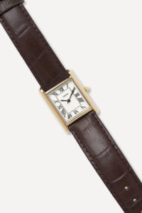 Montre-bracelet classique carrée large en or brun GBHW, montre à quartz élégante, montre de luxe décontractée pour les affaires avec bracelet en cuir, montre-bracelet - Product Image 3