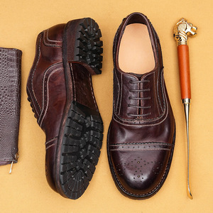 Zapatos Formales de Hombre de Diseño de Lujo, Hechos a Mano con Diseño Brogue, Suelas Gruesas y Cómodas, Cuero Genuino, Cierre con Cordones - Product Image 2