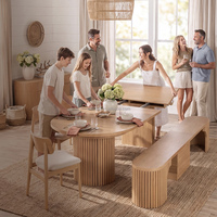 Ensemble table et bancs de salle à manger 2026, sans formaldéhyde, avec ioniseur d'oxygène, en bois massif, pour cuisine et salle à manger