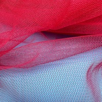 Tissu en maille de nylon respirant rouge 25 g/m² léger 1 mm 100 % nylon pour robes de soirée et robes à paillettes, tissu tulle, tissu dentelle