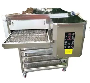 Haidier Doubl sabuk 18 inci listrik Conveyor Crawler Oven Pizza luar ruangan dengan bumbu batu penggiling