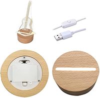 Base d'affichage à LED en bois avec lumière chaude, support éclairé rond avec 5 LED et câble USB pour l'art de la résine de verre cristal 3D