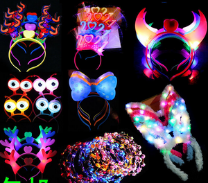 Coole LED-Leucht-Fiber-Optische Haarband mit Schleifenknoten für Graduierungsfeiern Geburtstagsparty Halloween Weihnachten Konzertzubehör - Product Image 3