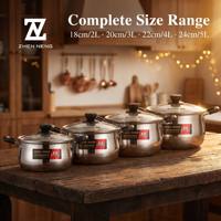 Zhenneng – Marmite en acier inoxydable classique de 18 cm, 2 L, en forme de tambour, avec poignée en acier inoxydable, compatible induction et gaz – Meilleure vente