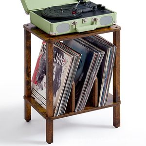 Solid Wood <b>Record</b> <b>Stand</b> With Storage Shelf For Vinyl Collection And Speaker Placement Living Room Furniture - Product Image 5