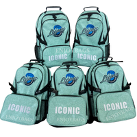 Mochila Casual para Niñas, Color Verde Azulado Brillante, Suave, de Nailon Transpirable, con Logotipo, Personalización con Pedrería, para Equipos de Animación, Estudio de Danza, con Cierre