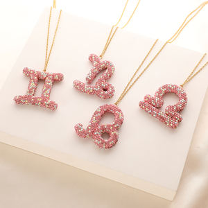 สินค้ามาใหม่12ราศีสร้อยคอจี้หญิงเครื่องประดับที่สง่างามสีชมพูสดใสดูดวงราศีสร้อยคอ - Product Image 1