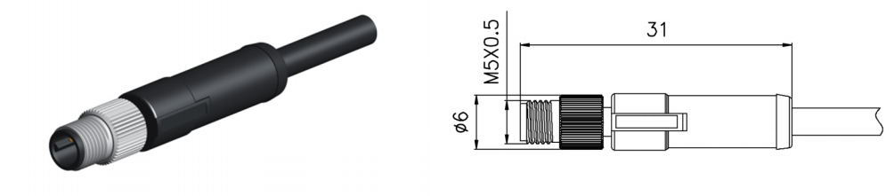 IP68 Waterproof Cable Connector Male To Female M5 M8 M12 M16 Molding Cable