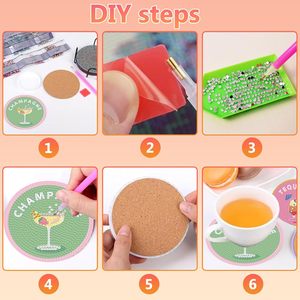 Kit de Posavasos de Arte con Diamantes para Adultos, Posavasos de Pintura con Diamantes para Cócteles con Soporte, Manualidades de Arte con <span class=keywords><strong>Gemas</strong></span> 5D, Puntos de Diamantes - Product Image 6