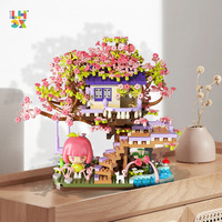 Ensemble de jouets d'architecture DIY Gare de Sakura 609 Miniature Blocs de construction à petites particules Maison dans les arbres romantique Cadeau pour adultes