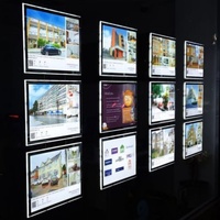 Marcos de Cristal LED Personalizados, Caja de Luz Iluminada Colgante, Exhibición para Ventanas de Agentes Inmobiliarios, Caja de Luz LED Acrílica
