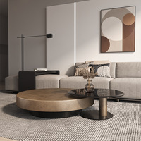 Mesa de Centro de Estilo Italiano de Lujo Ligero para Sala de Estar, Mesa de Té Redonda Creativa de Vidrio Combinado