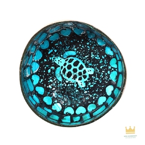 Bol en coquille de noix de coco naturelle avec incrustation de coquillages, mosaïque décorative artisanale, plat à bibelots pour la maison - Product Image 5