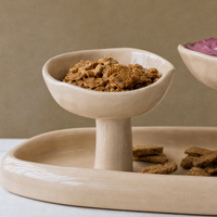 Grand plateau de service en céramique crème avec 5 bols pour apéritifs, ensemble de bols à trempette pour fêtes, buffets, décorations de maison