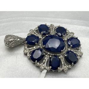 Nouveau pendentif en saphir bleu de luxe, très vendu, en argent sterling 925, cadeau pour fête, mariage, fiançailles, cérémonies religieuses, événements - Product Image 2