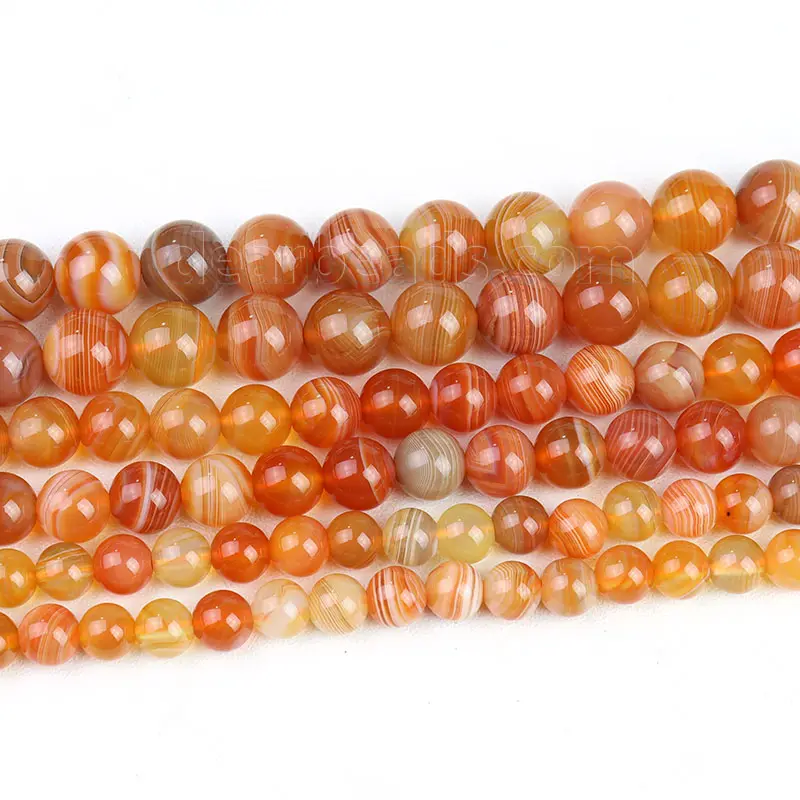 100% naturale arancione Botswana agata rossa Sardonyx Bead, cristalli a strisce fasciate, perline per la creazione di gioielli 6mm 8mm 10mm