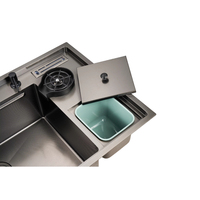 Évier de cuisine multifonctionnel en acier inoxydable 304 de 120 cm avec surface gaufrée et accessoires