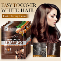 Shampo pewarna rambut semi permanen warna cokelat kastanye alami dari minyak argan, kemasan sachet 25ml, menutupi uban
