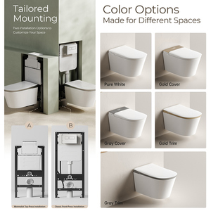 <span class=keywords><strong>WC</strong></span> mural intelligent OVS CE pour salle de bain avec <span class=keywords><strong>réservoir</strong></span> encastré, siphon en P, adaptable à basse pression d'eau, chauffage instantané de l'eau chaude - Product Image 2