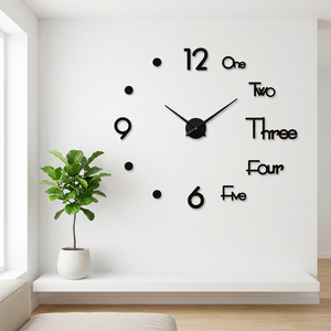 Wholesale Creative Luminous and Silent Acrylic 3D DIY Wall <b>Clock</b>-European Style Black/<b>Silver</b> - Product Image 6