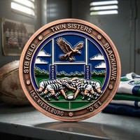 Pièce de monnaie commémorative de rugby avec motif d'action de scrum et logo personnalisé d'écusson d'aigle, vente en gros pour matchs de ligue de rugby