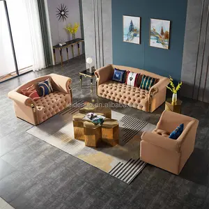 现代金色不锈钢豪华沙发套装客厅家具布艺沙发最优惠价格