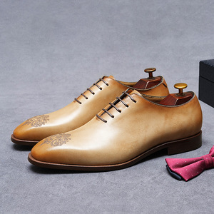 Business formal leather <b>shoes</b> for men, genuine leather, handcrafted, English Oxford style, men's wedding <b>shoes</b> - Product Image 4