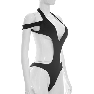Viviblook Y26BS153 Body de verano para mujer, con cuello halter, hombros descubiertos, color liso, espalda descubierta, triangular - Product Image 2