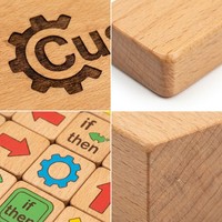 Juego Educativo STEAM de Bloques de Codificación de Madera y Papel Montessori Personalizados, Cubo de Programación Lógica para Mayores de 14 Años