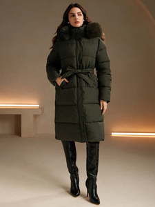 <span class=keywords><strong>Veste</strong></span> Parka à capuche en patchwork floue avec poche zippée sur le devant pour femmes - Product Image 5
