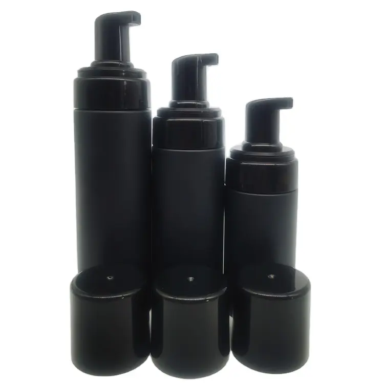 कस्टम काले मैट काले 40ml 50ml 100ml 150ml 250ml पीईटी प्लास्टिक Foame बोतल सफाई तरल पदार्थ काले फोम साबुन पंप बोतल