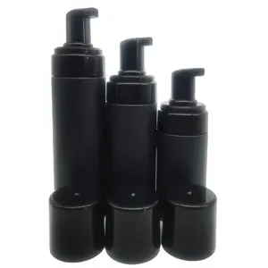 Özel siyah mat siyah 40ml 50ml 100ml 150ml 250ml PET plastik köpük şişe temizleme sıvısı siyah köpük sabun pompası şişe
