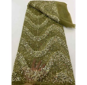 Tela de Encaje con Lentejuelas y Cuentas para Vestidos de Novia, Estilo Africano, Europeo y Americano, Tela Bordada de <span class=keywords><strong>Moda</strong></span> - Product Image 5