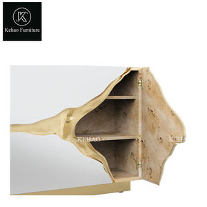 <span class=keywords><strong>Meuble</strong></span> de salle de bain <span class=keywords><strong>sur</strong></span> <span class=keywords><strong>mesure</strong></span> blanc et or en acier inoxydable, vasque de luxe avec tiroir de maquillage et <span class=keywords><strong>lavabo</strong></span> intégré - Product Image 4