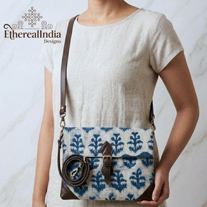Handcrafted Blue Block Print Bag Cotton Rug Fabric Tablet Case for Women Bulk Export Supplier India - Product Image 1