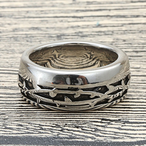 Men's Titanium Steel Flower Pattern <b>Ring</b> Retro Punk Style Stainless Steel Jewelry Gift 27073 - Product Image 2