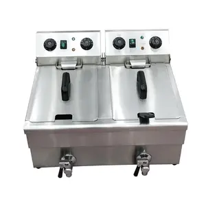 LYROE Commercial Restaurant Electric Table Top Stainless Steel Faucet Dual Triple Tank Basket Fryer Frying Machine