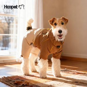 HOOPET dog four-legged color-blocked cotton coat, warm autumn and winter outerwear, thick coat for <b>cats</b> and dogs to prevent - Product Image 1